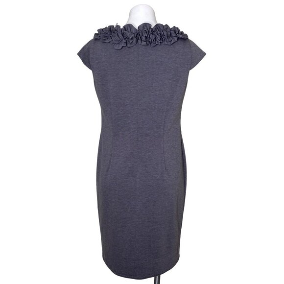 Taylor Ruffle Neck Dress, Gray Knit Cap Sleeve Women’s Size 10 - Picture 5 of 10